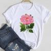 (Asian Size) Women Print Tee Top Fashion Flower Sweet Trend Cute 90s T Shirt Clothing Casual Short Sleeve Lady Female Graphic T-shirt