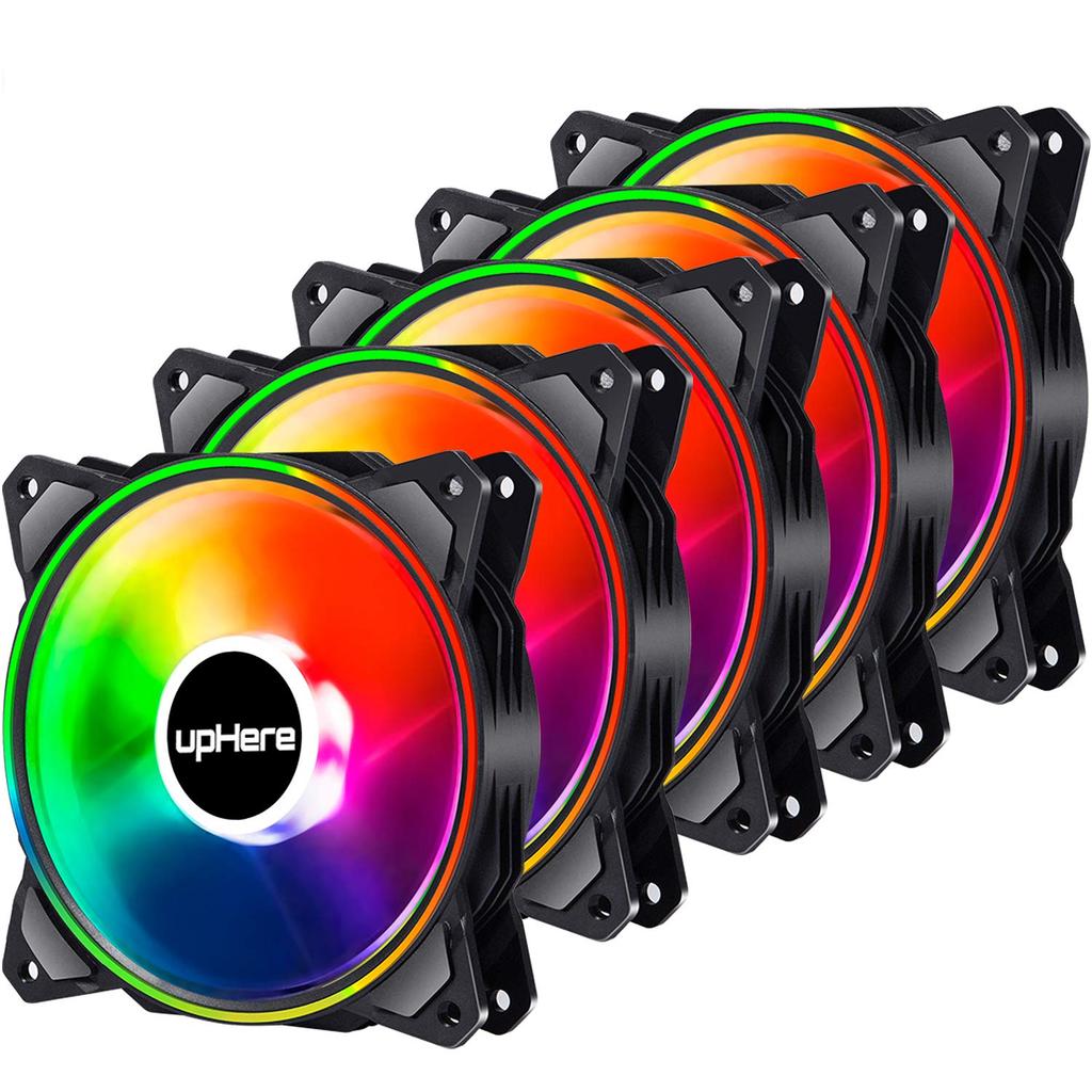 upHere RGB PC Case Fan 120mm 3-PIN Connector RGB Synchronization Fan 5V 3-PIN ARGB Motherboard Set of 5