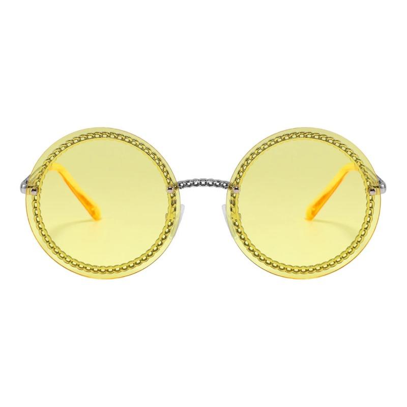 Luxury Metal Chain Round Sunglasses Rimless Brand Shades For Women Circle Sun Glasses Gradient Zonnebril Dames