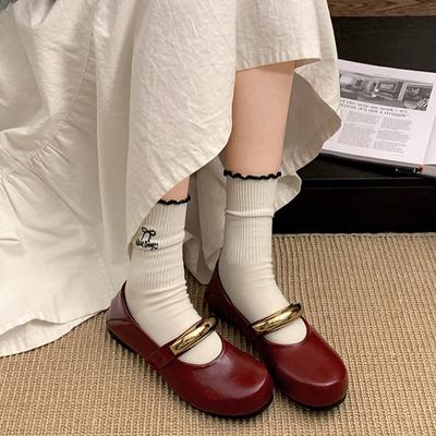 Туфли-лодочки черные на плоской подошве женские 2025 новая весна французские универсальные под юбку туфли Мэри Джейн