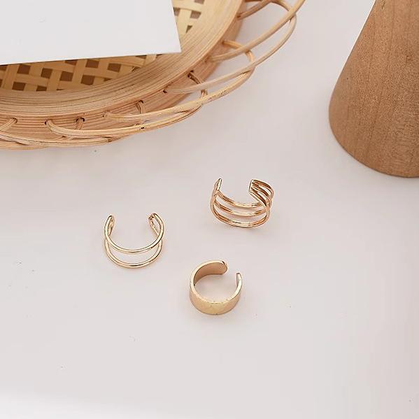 Fashion Simple Design Gold Color Clip Earrings for Women Non-Piercing Puck Rock Fake Cartilage Ear Cuff 2023 Trendy