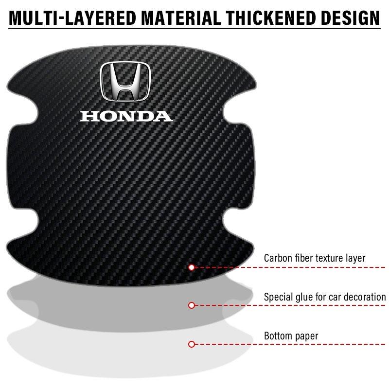 4 шт./компл. Наклейка на ручку двери автомобиля против царапин, углеродное волокно для Honda Civic Fit Jazz Accord Pilot Passport Stepwgn CRV BRV HRV Vezel