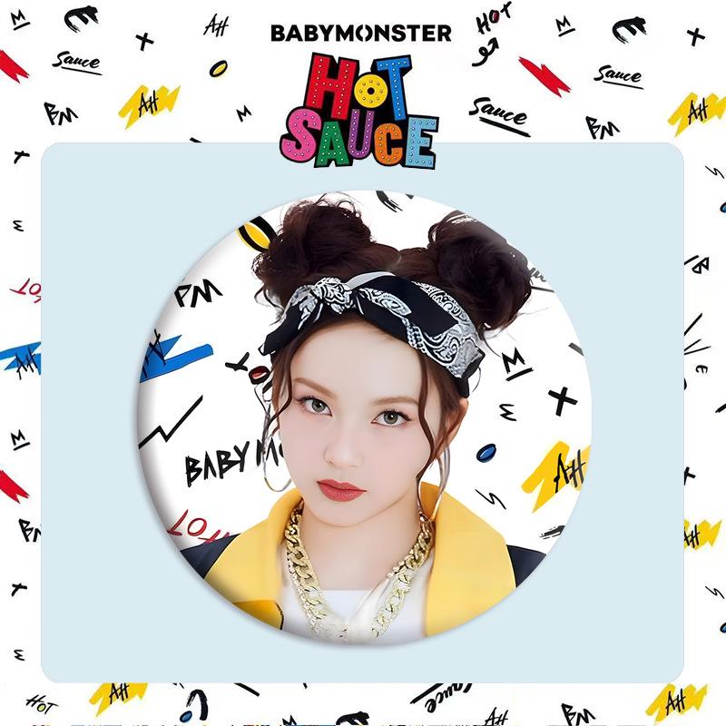Брелок-зеркальце с значком-подвеской Babymonster "HOT SAUCE" - Товары ASA