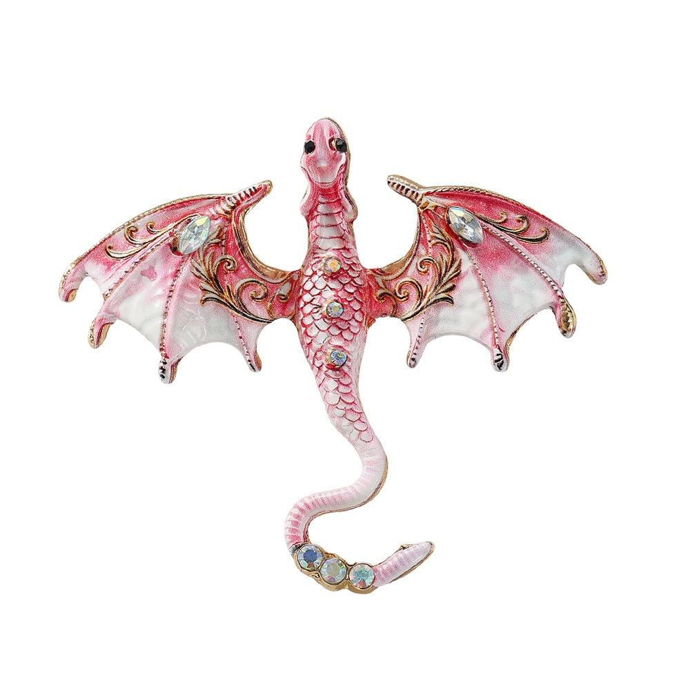 Zinc Zinc Zinc Alloy Crystal Wing Dragon Pin Colorful Rhinestone Animal Dragon Brooch  Daily Wear