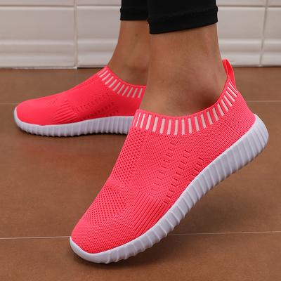 Женские повседневные сетчатые туфли на плоской подошве, дышащие, удобные вулканизированные туфли, летние для повседневной носки, противоскользящие для ходьбы, слипоны