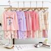 Girls' Summer Cotton Pajama Set - Long Sleeve & Pants, Antibacterial Homewear for Big Kids and Little Girls, Air Conditioning Suit.
