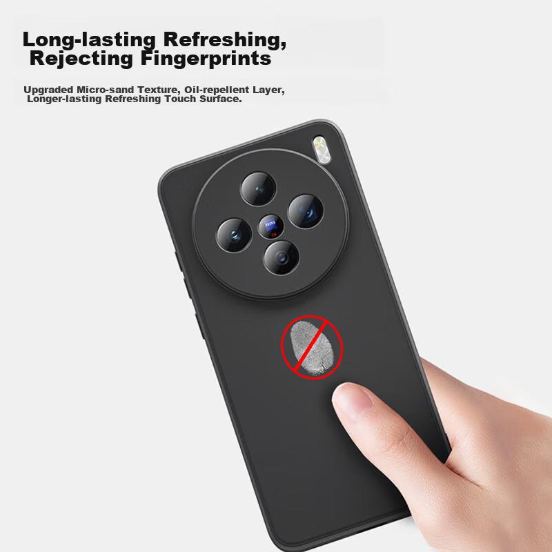 BIAZE Vivo X200 Pro Phone Case, X200Pro Full Protection Shockproof Ultra-Thin Heat Dissipation Flocked Lining Frosted Liquid Soft JK736 Black