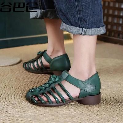 Распродажа женских босоножек на круглом каблуке и современной женской обуви. 2024 Лето Бренд Дизайн Однотонные Классические Женские Туфли