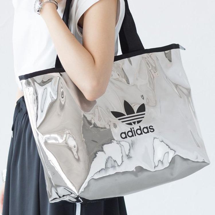 adidas Ткань Originals Trefoil, Полиэстеровая сумка-тоут, Сумка для покупок, Сумка, Сумка через плечо Женская Жидкое серебро ED5885