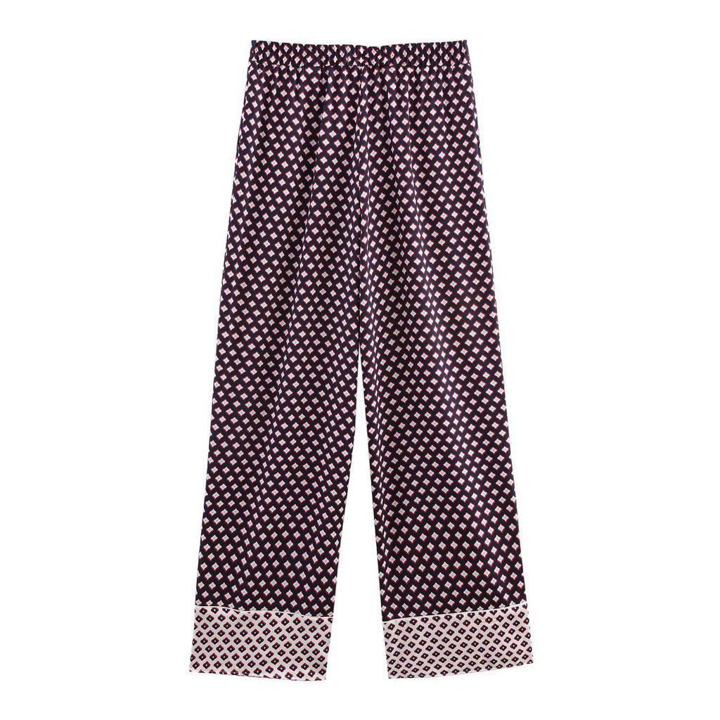 Весна 2025 Женский комплект с принтованной рубашкой и брюками прямого кроя 11305