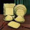 Melamine Hot Pot Vegetable Plate Imitation Bamboo Weaving Vegetable Fruit Tray Barbecue Plate Home