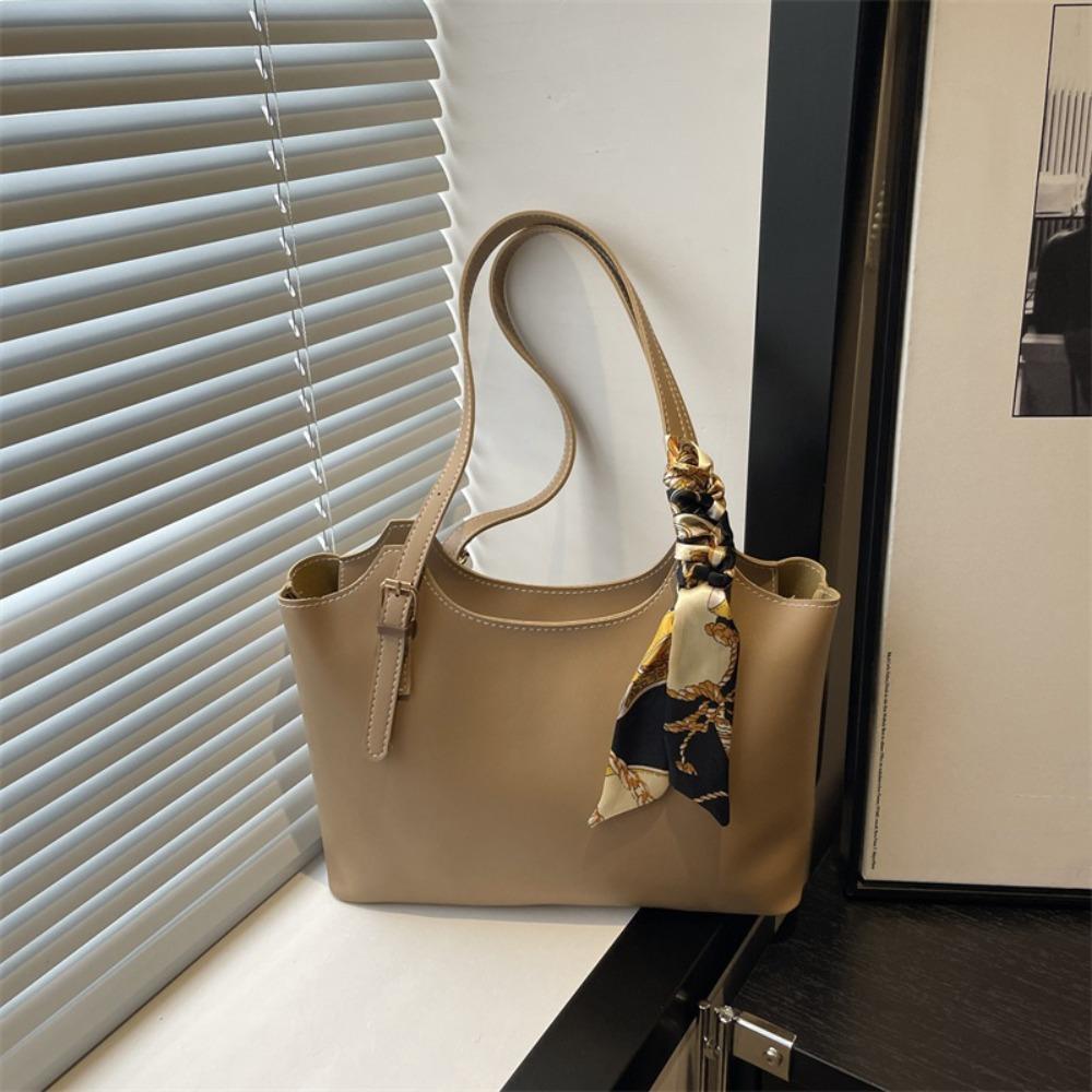 Fashion PU Leather Single Shoulder Bag Casual Large Capacity Tote Bag Elegant Luxury Design Silk Scarf Bag For Women Ladies'