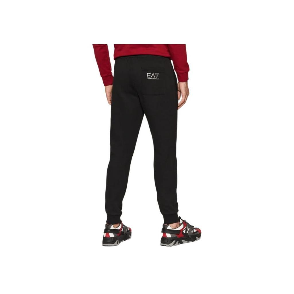 Emporio Armani EA7 С принтом логотипа Эластичный пояс Средняя посадка Зауженные Вязаные спортивные брюки Мужские брюки Черный 8NPPB5-PJ07Z-1205