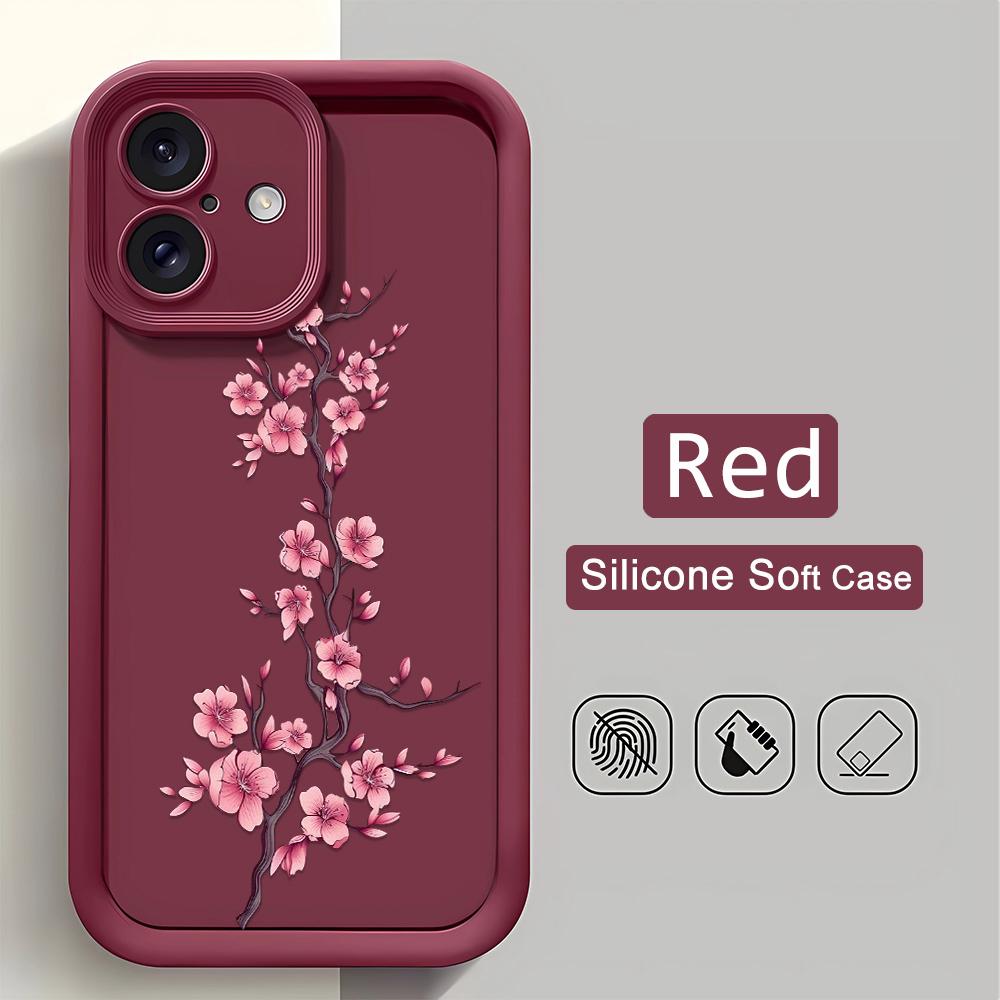 Чехол для телефона с цветами сливы для iPhone 16 15 14 Pro Plus 17 Air 13 12 11 Pro Max, силиконовый противоударный мягкий чехол Fundas