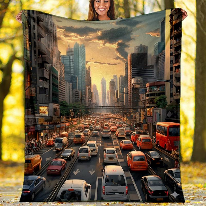 Magical Fairy Waterfall Landscape Blanket, Glowing Forest Flannel Throw Blanket for Home Decor