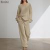 Women Knitted Outfits Casual Long Sleeve Blouse and Pants Two Piece Sets