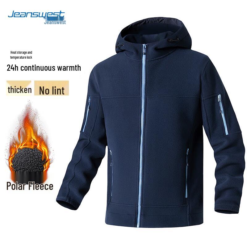 JEANSWEST Men's Autumn Winter Thickened Fleece Workwear Jacket