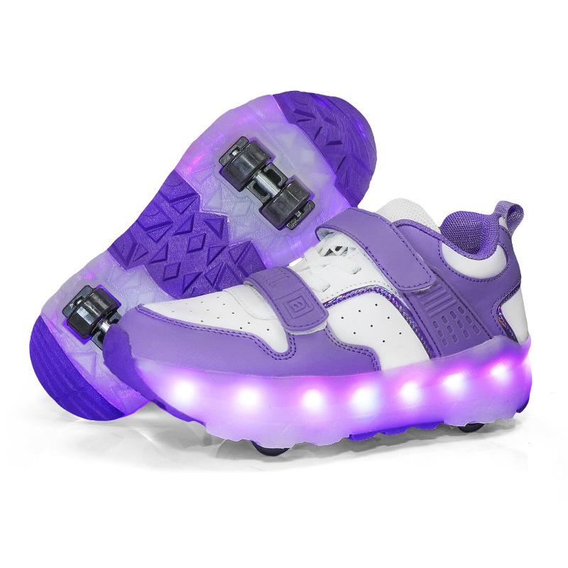Кроссовки для мальчиков на колесиках Детские кроссовки-бегунки, ставшие интернет-знаменитостью Светящиеся роликовые коньки для катания Четырехколесные кроссовки-бегунки