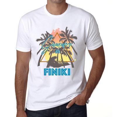 Мужская винтажная футболка с графическим принтом Футболка Summer Triangle Finiki White