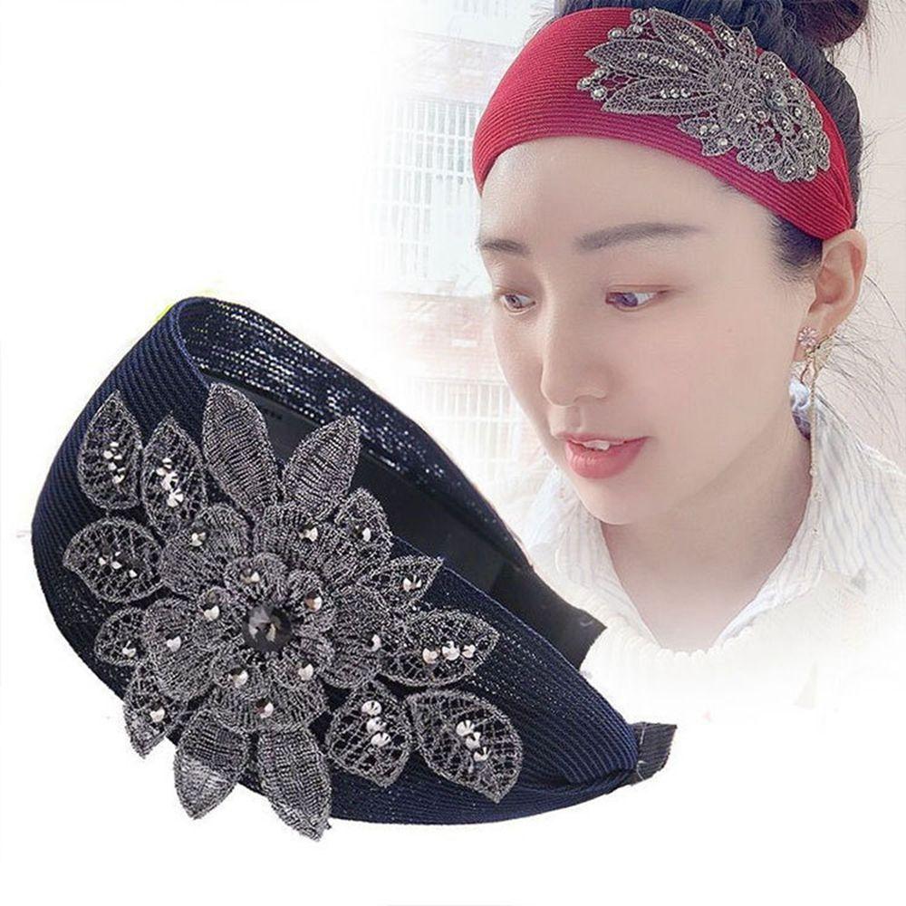 Cloth Flower Non Slip Wash Face Lace Hairbands Korean Head Wrap Women Hair Hoop Mother Headband