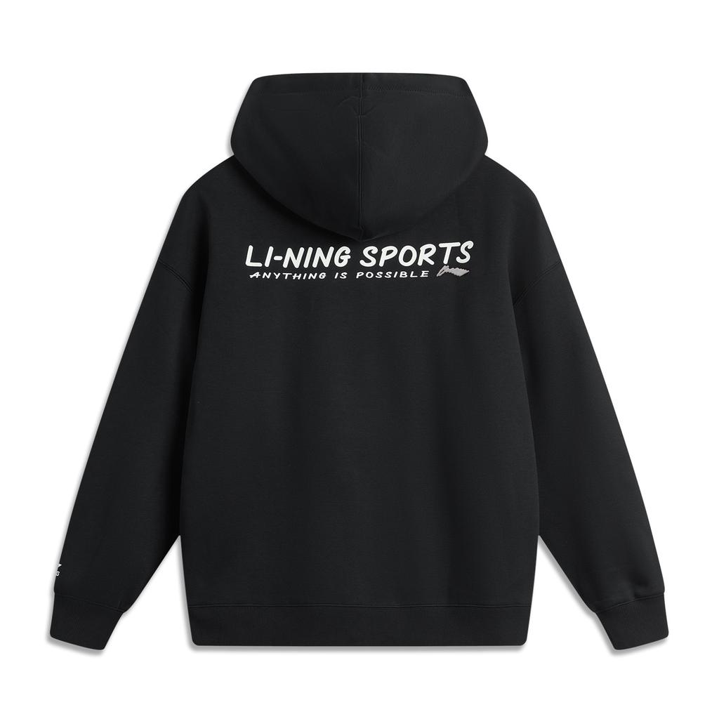 Li Ning Sports Lifestyle Series American Retro Minimalist Casual Antistatic Antibacterial Comfortable Hoodie Unisex Hoodies Black AWDUA05-4