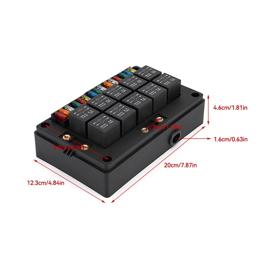 DC12V/24V 15-контактный предохранительный релейный блок с 10 реле 40A, блок предохранителей, 4-контактные или 5-контактные реле для автомобильной, морской, автофургонной, лодки