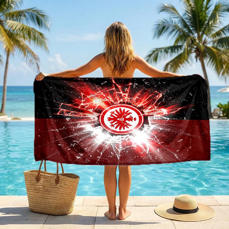 Футбольное пляжное полотенце Eintracht Frankfurt Мягкое из микрофибры Летнее полотенце Быстросохнущее Впитывающее полотенце для пляжа Бассейна Путешествий