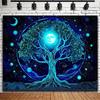 VIKAMA Blue Moonlight Tree of Life Tapestry Outdoor Garage Decoration Background Cloth Courtyard Party Wall Tapestry