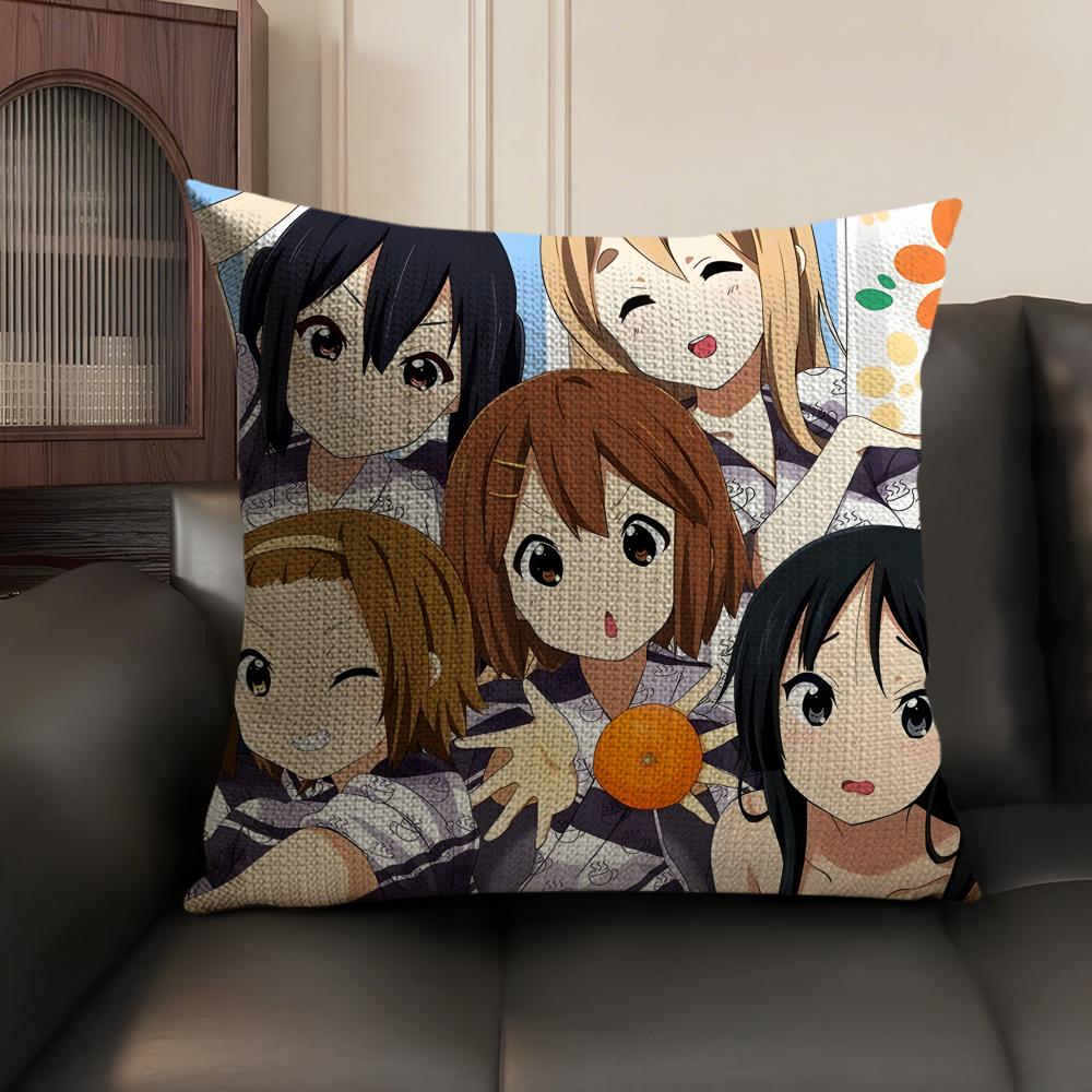 Anime KKON ON Cute Cushion Cover Natural Linen Organic Fabric DoubleSided Printing Sofa Home Decor Gift Pillow Case