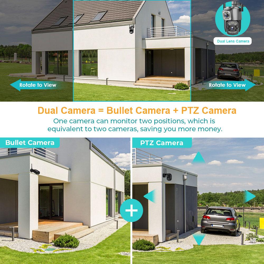 LS VISION 2K HD Водонепроницаемая IP-камера европейского стандарта Wi-Fi 4G SIM-карта PTZ 4MP Двойной объектив Открытый AI Цвет отслеживания человека Камера ночного видения CCTV безопасности