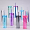 18Oz Double Plastic Water Cup Skinny Transparent As Acrylic Water Cup With Straw