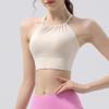 Summer Pleated Halter Sports Yoga Tank Top with Beautiful Back