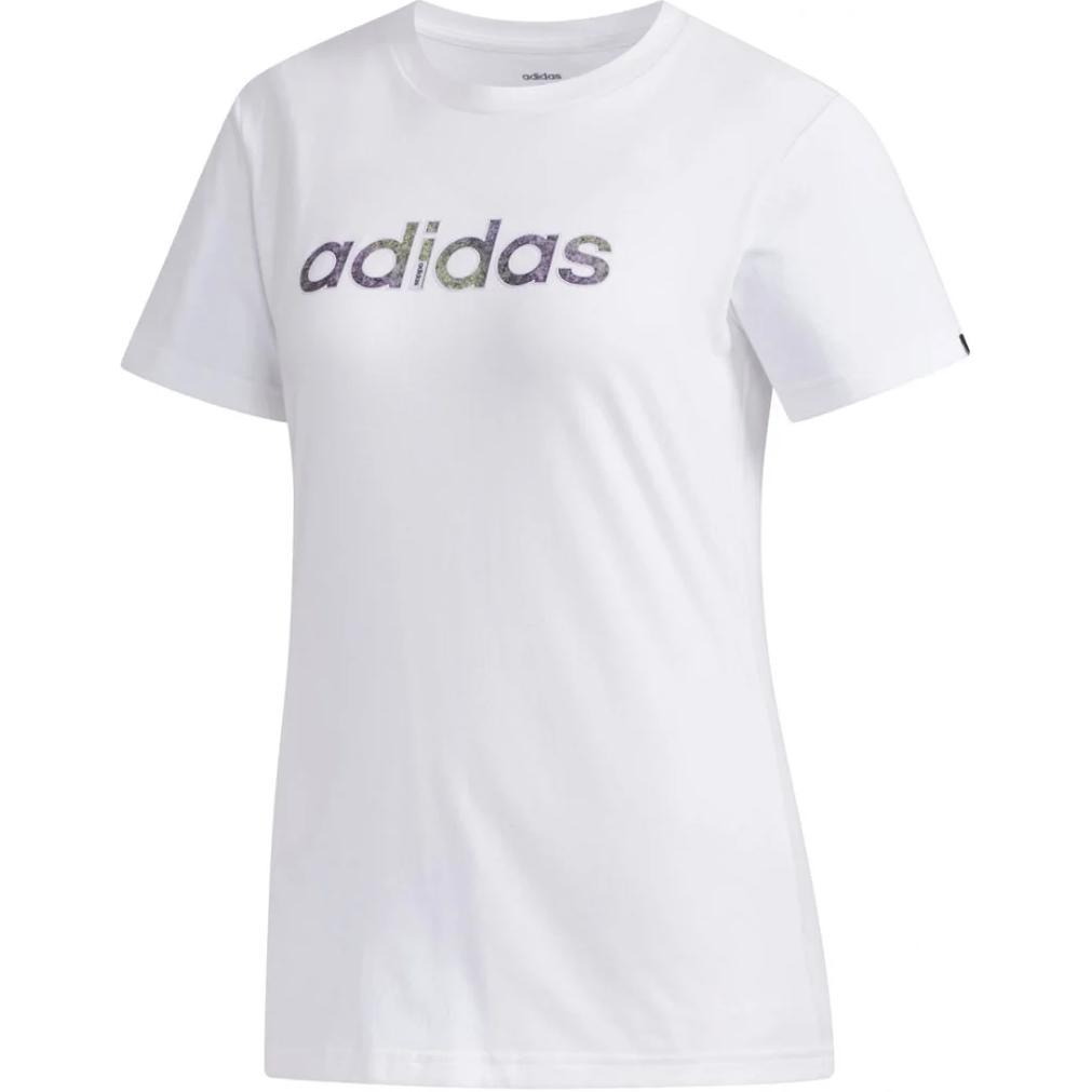 Adidas Футболка с коротким рукавом Letter Casual Comfortable, женские топы белого цвета FM6177
