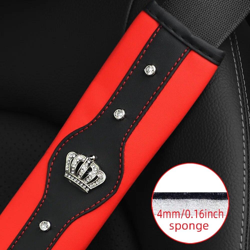 Стерео кожаный протектор для плеча ремня безопасности с короной из стразов и автомобильный аксессуар с чехлом для ремня безопасности