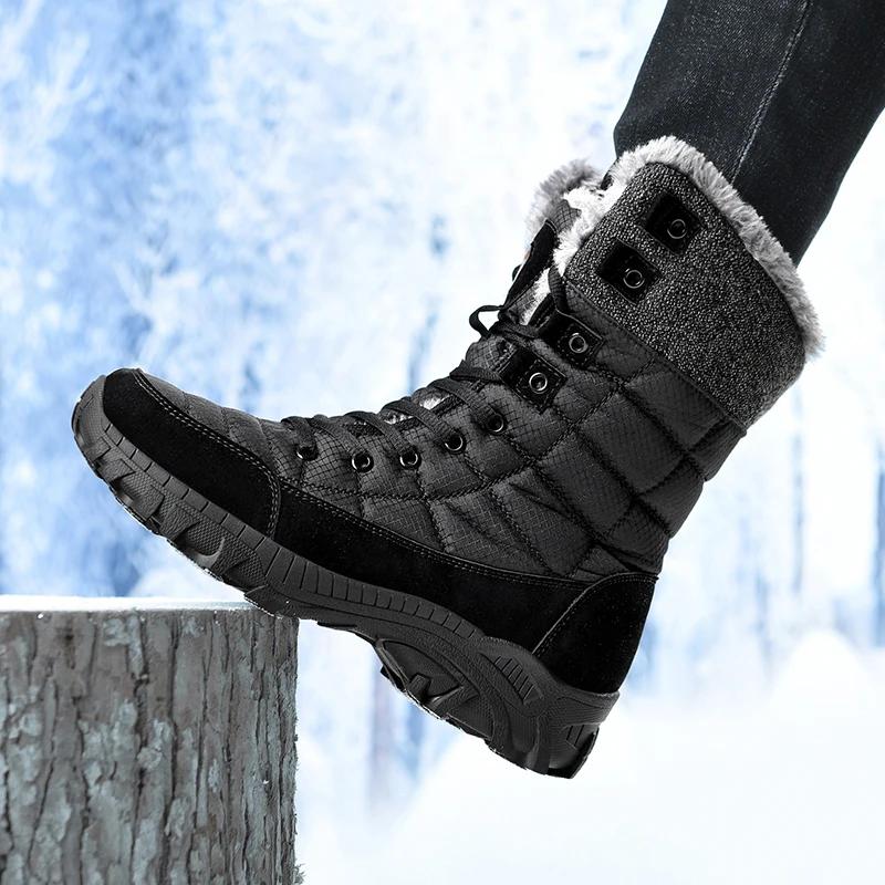 Men's Ankle Boots New Winter Warm Snow Boots High-quality Mid Top Anti Slip and Cold Resistant Hiking Boots Outdoor Work Shoes
