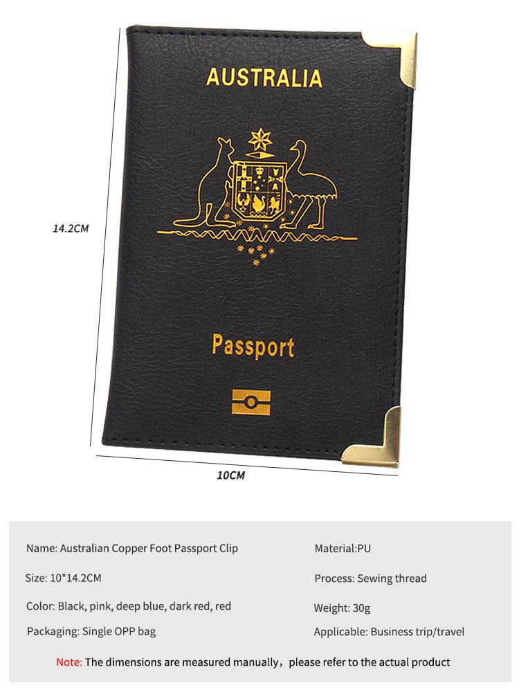 Australia Passport Holder: Slim Leather with Copper Details and Ticket Pocket