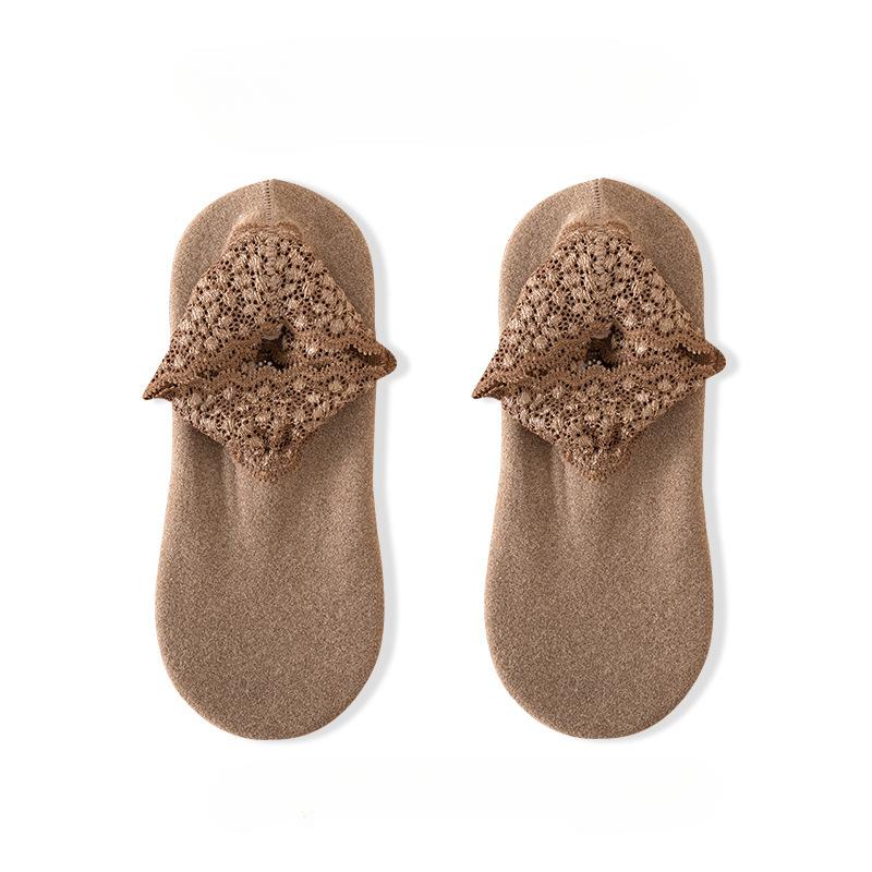 Женские осенне-зимние утолщенные теплые флисовые носки, кружевные носки до щиколотки, нескользящие носки-тахо