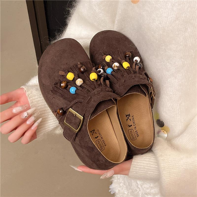 Women's Shoes Flat Tassel Niche Bohemian Women's Outer Wear Spring and Autumn Mary Jane Grandma