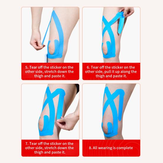 10 шт. предварительно нарезанной кинезиологической ленты для колена, водонепроницаемая спортивная лента для поддержки колена, спортивная фитнес-лента для бега, пешего туризма, верховой езды