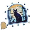 Moon Shadow Window Cat Educational Toys, Wooden Puzzles, Birthday Gifts Suitable for Family Gatherings, Casual Puzzles