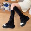 1 Pair Winter Calf Covers Lace Trim Knitted Anti-slip Solid Color Elastic Lolita Style JK Cosplay Performance Daily Wear Sports Outing Leg Warmers