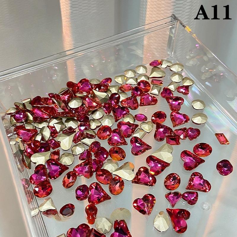 20 шт. Смешанные размеры Различная форма Ноготь 3D Стеклянные кристаллы Бриллианты Любовь Искажает Сердце Супер Блестящие Шармы Драгоценные камни Камни Д