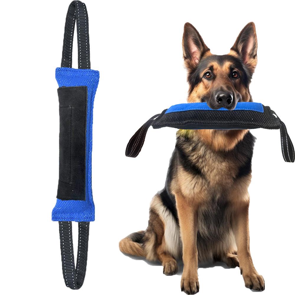 Dog training bite stick tear-resistant cloth spliced leather interactive tug-of-war pet toys outdoor dog training supplies