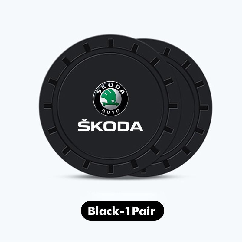 DECL5 Car Waterproof Anti Slip Water Cup Mat Auto Interior Accessories For Skoda Fabia 1 2 Octavia a7 RS Superb Rapid Yeti Karoq