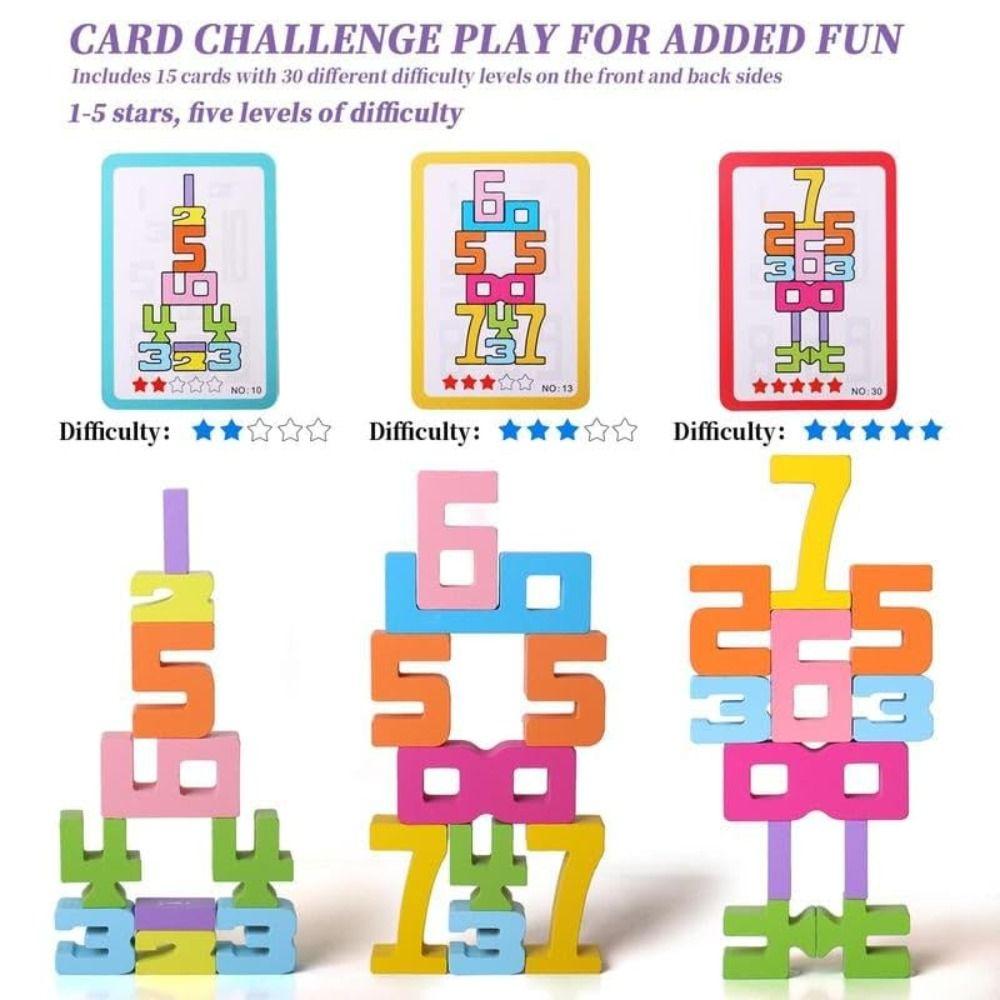 Colorful Stacking Games Toys Montessori Enlightenment Teaching Aids Number Building Block  For Kids