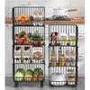 Fruit Vegetable Storage Basket,4 Tier Stackable Metal Wire Storage Baskets with Wheels,Fruit Vegetable Produce Basket Organizer Bins