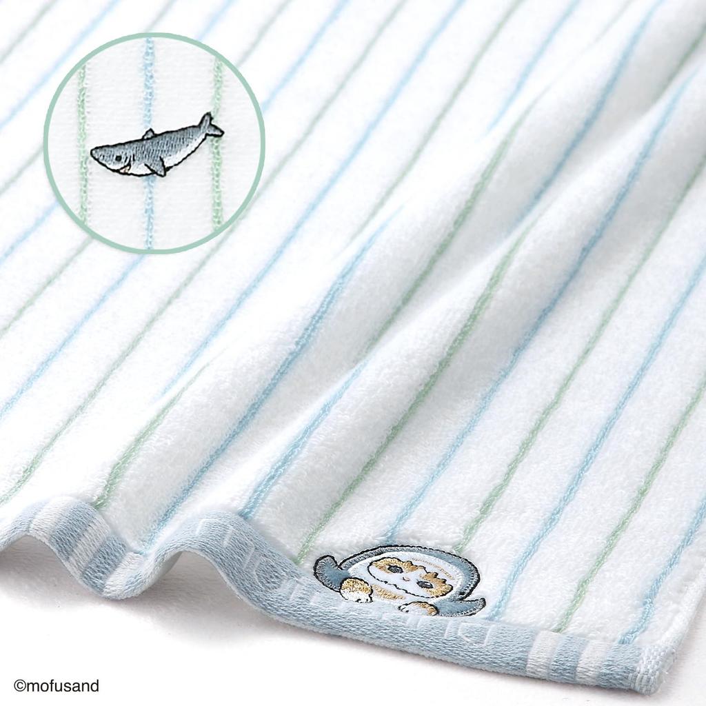 Towel Museum Mofusand Striped Towel Handkerchief Blue Shark Nyan Cat Cute 25 X 25 Cm 43-0070070 Approx.