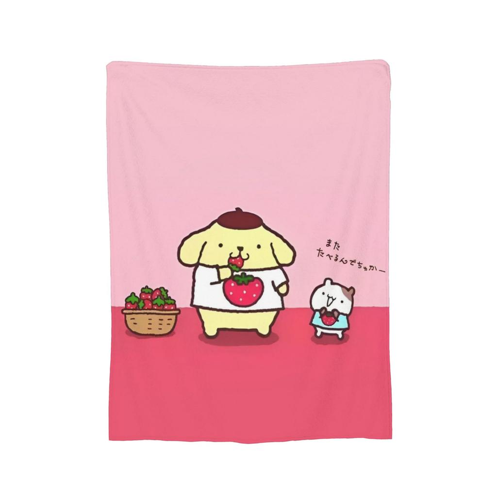 Плюшевое одеяло с помпонами Pom Pom Purin, забавное плед для дома, отеля, дивана, 150*125 см, одеяло