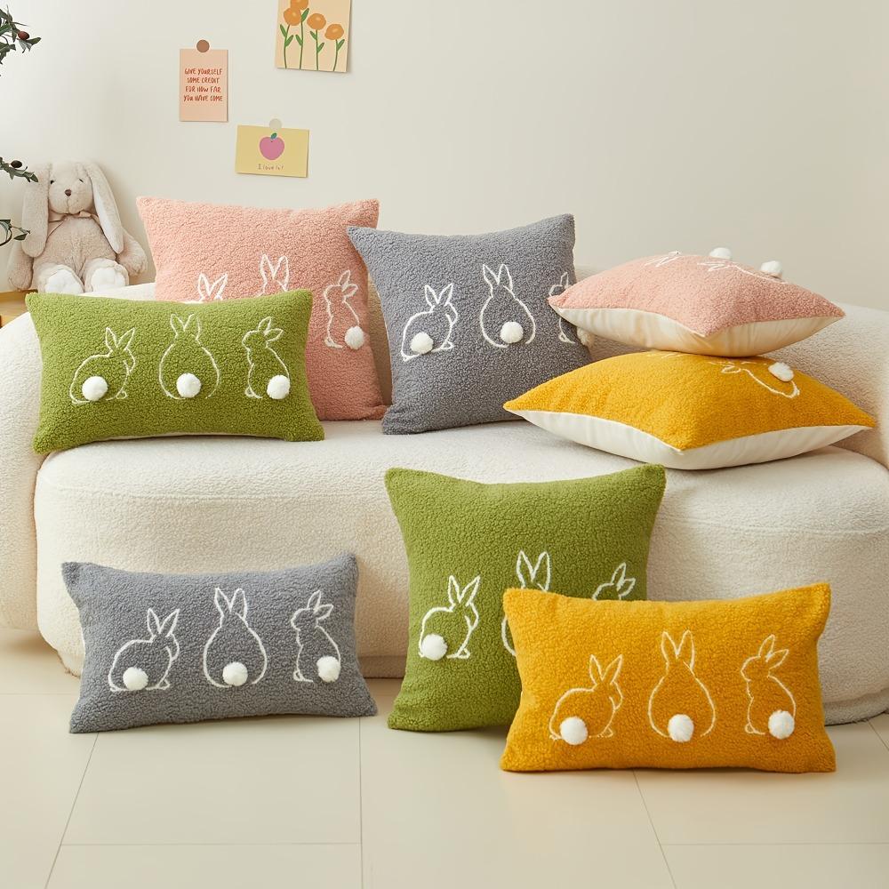 Plush Easter Bunny Pillow Cover Square/Rectangular Pillowslip Cartoon Rabbit Pillow Case Bed Room