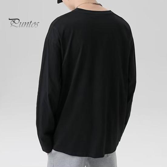 Мужская футболка с круглым вырезом и длинным рукавом, однотонный пуловер, свободный крой, мягкая дышащая футболка для дома, спортзала, уличной одежды